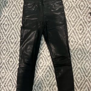 Agolde pinch waist skinny black coated pants